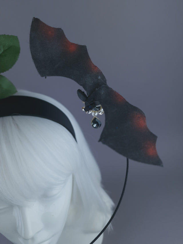Pearls & Swine: Roses & Bat Headdress "Batty"