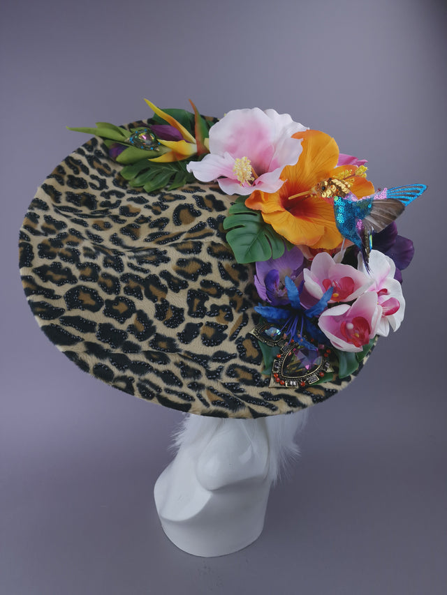 Pearls & Swine: Bespoke Commission Tropical Flower Leopard Print Hat