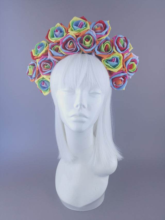 Rainbow Roses Headdress - SAMPLE
