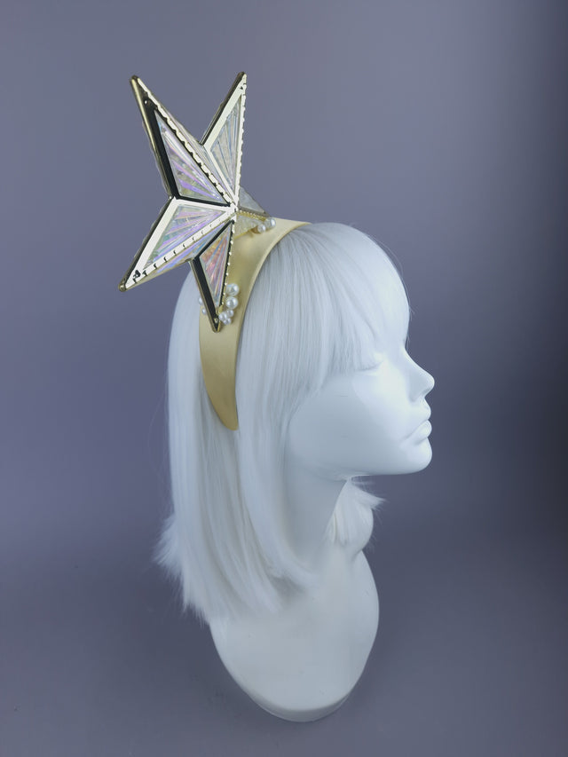 "A Star is Born" Iridescent Gold Star & Pearl Headpiece