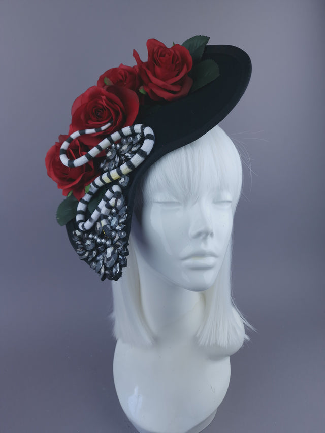 Pearls & Swine: Statement Red Rose Snake Hat