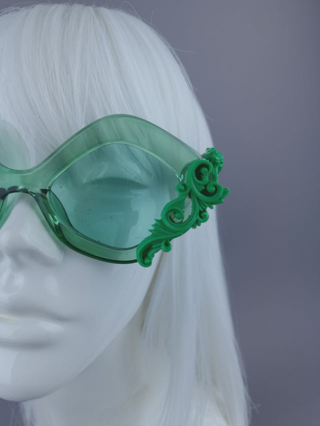 Pearls & Swine: Green Filigree Sunglasses - LIMITED EDITION