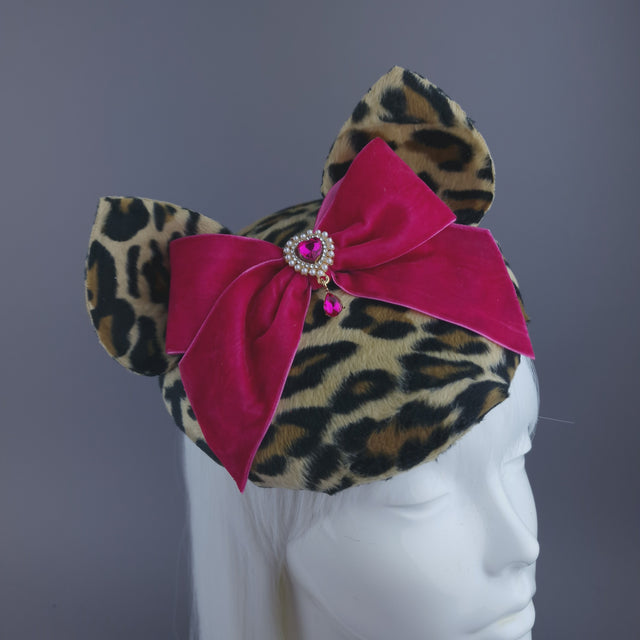 Pearls & Swine: Hat Leopard Print Vintage Inspired Cat Ear