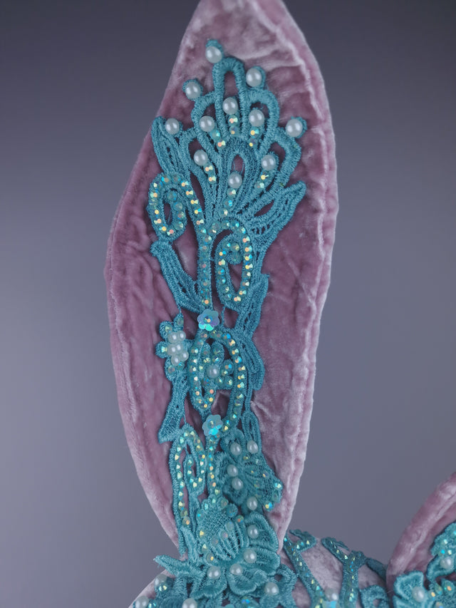 Pearls & Swine: Pink & Blue Bunny Rabbit Ear Fascinator Hat