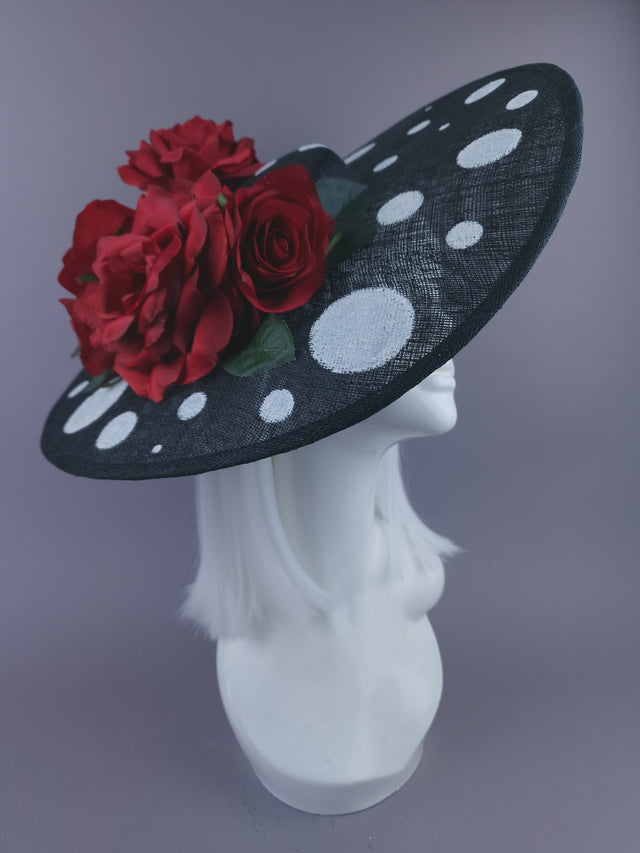 Pearls & Swine: Statement Red Rose Polka Dot Hat