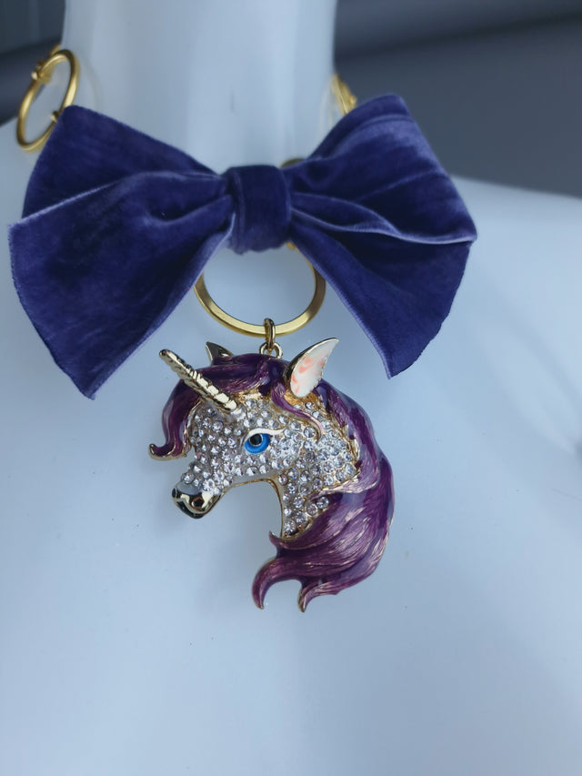 Gold Ring, Purple Bow & Unicorn Necklace Jewellery