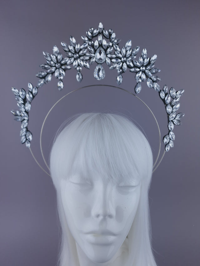 Pearls & Swine: Silver Diamanté Jewel Halo Headdress