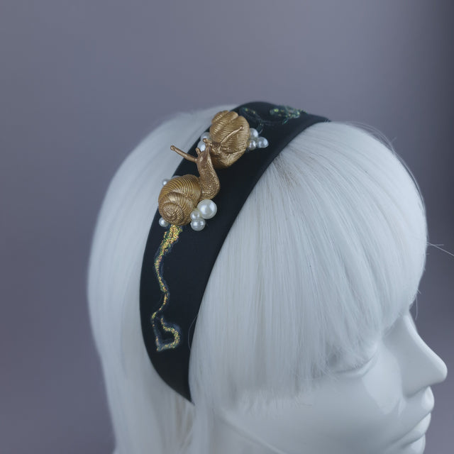 Pearls & Swine: Gold & Pearl Kissing Snails Headpiece "Hello Beautiful"