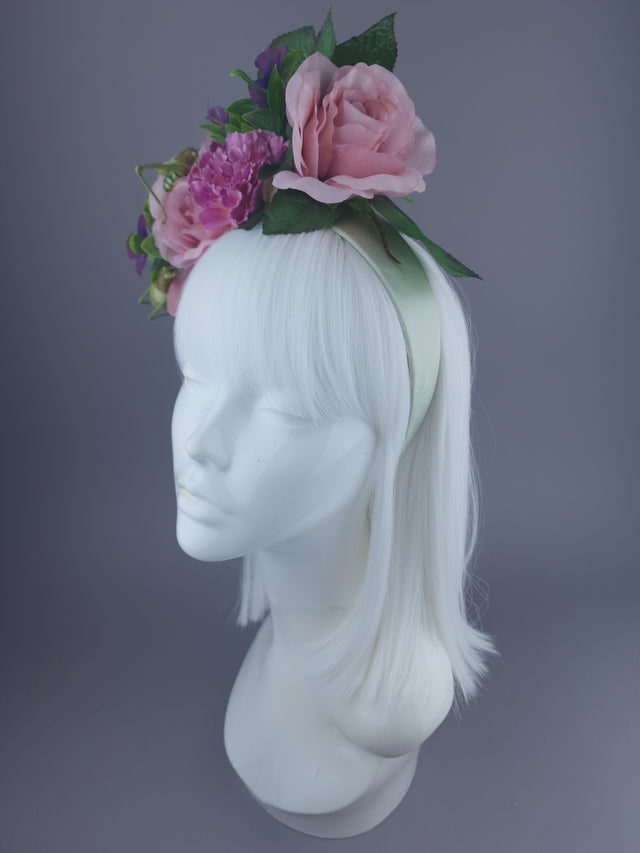 Pink Flower & Grasshoppers Headpiece