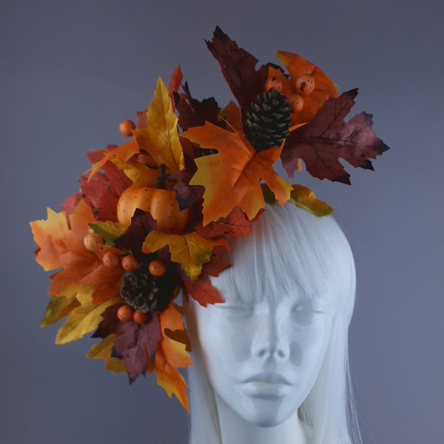 "Fall" Autumn Leaf & Pumpkin Headdress