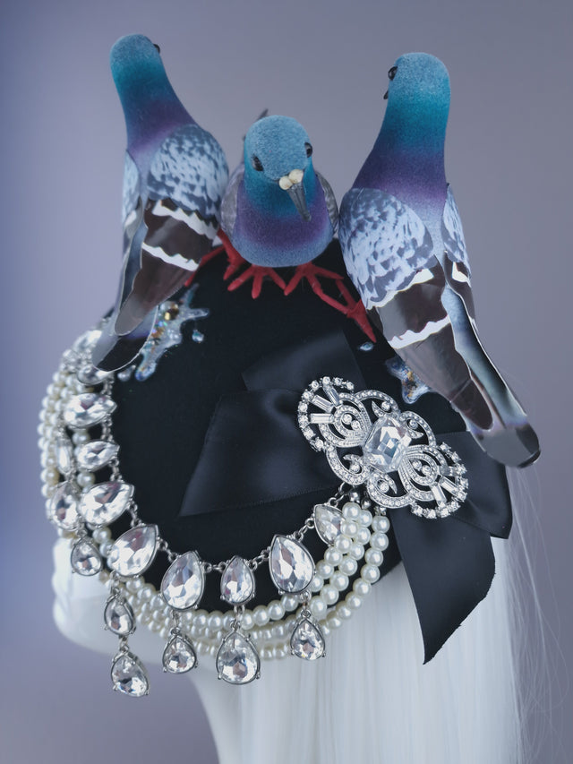Pearls & Swine: Quirky Chic Pigeon Poop Fascinator Hat "Merde"