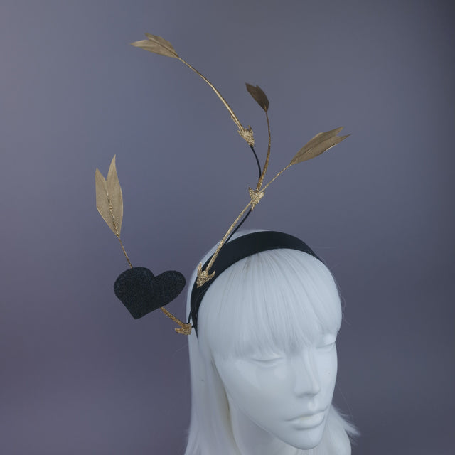 Pearls & Swine: Gold Arrows & Heart Headpiece "Pierced"