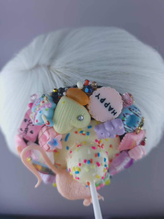 "Feast" Pink Rat & Candy Mini Fascinator