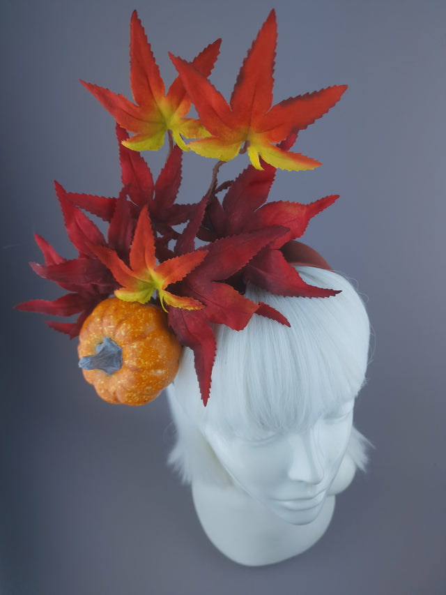 Pearls & Swine: Autumnal Headdress with Leaves & Pumpkin "Spice"