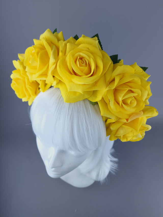 "Eva" Yellow Rose Flower Headdress & Neckpiece