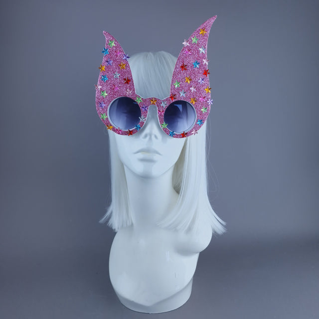 "Luppolo" Pink Glitter Bunny Rabbit Ear Sunglasses