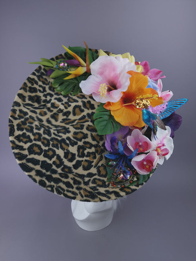 Pearls & Swine: Bespoke Commission Tropical Flower Leopard Print Hat