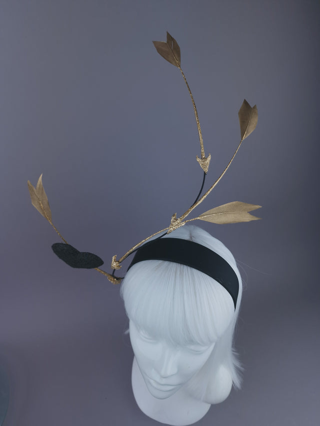 Pearls & Swine: Gold Arrows & Heart Headpiece "Pierced"