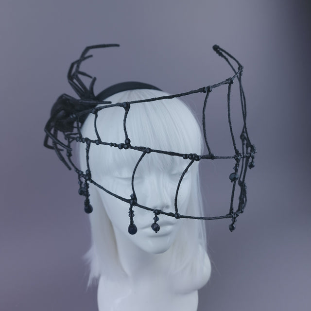 Pearls & Swine: Maximalist Spider & Web Headdress "Capture"