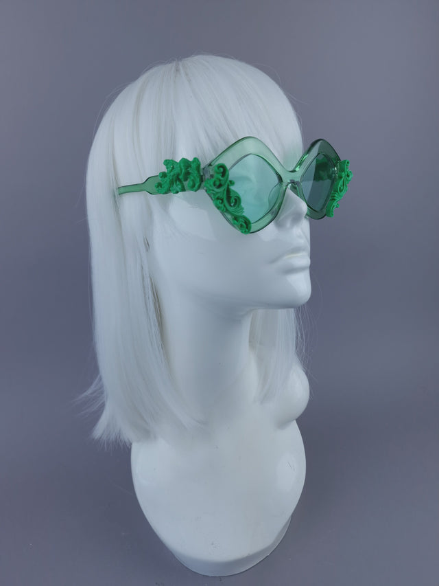 Pearls & Swine: Green Filigree Sunglasses - LIMITED EDITION