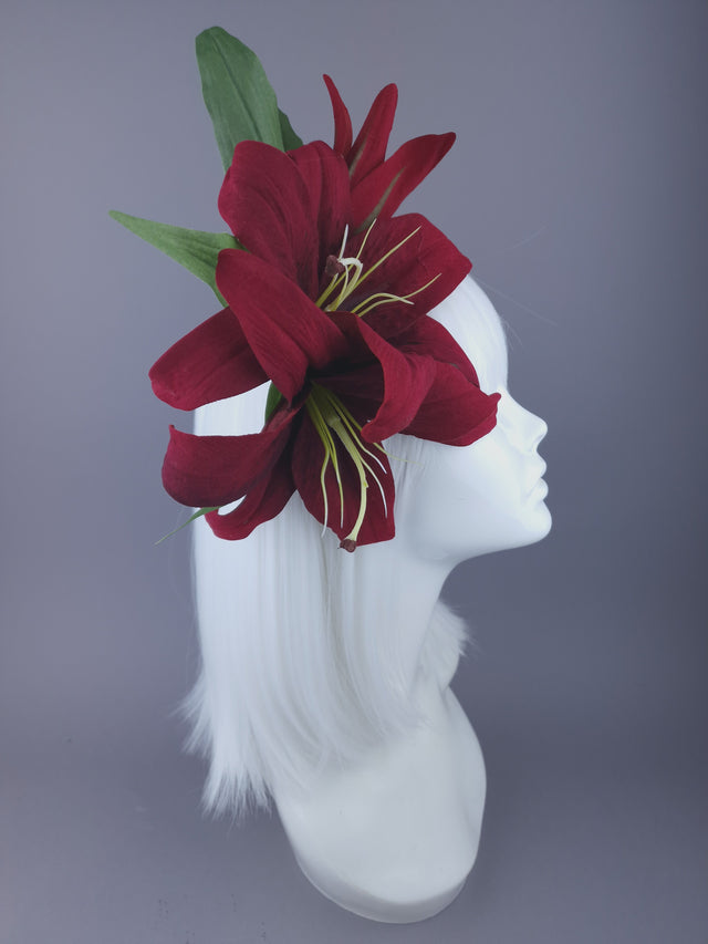 Red Lillies Flower Headpiece