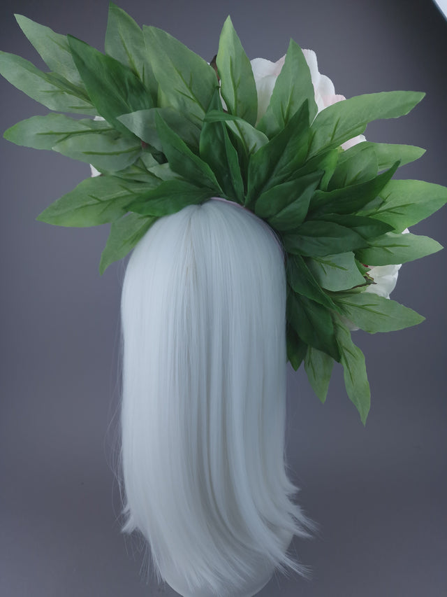 Pearls & Swine Headdress Pink Cream Peonies Floral Flower