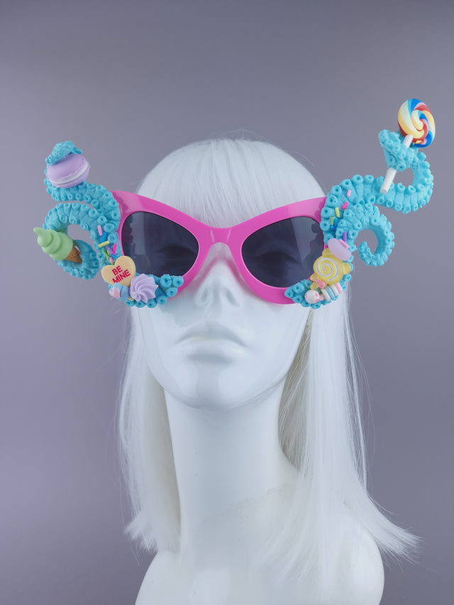Pearls & Swine: Pastel Blue Tentacle Candy Sweets Sunglasses "Sugarie"