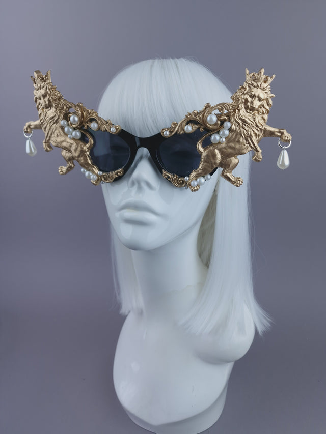 Pearls & Swine: Gold Lion Filigree & Pearl Sunglasses "Roar"