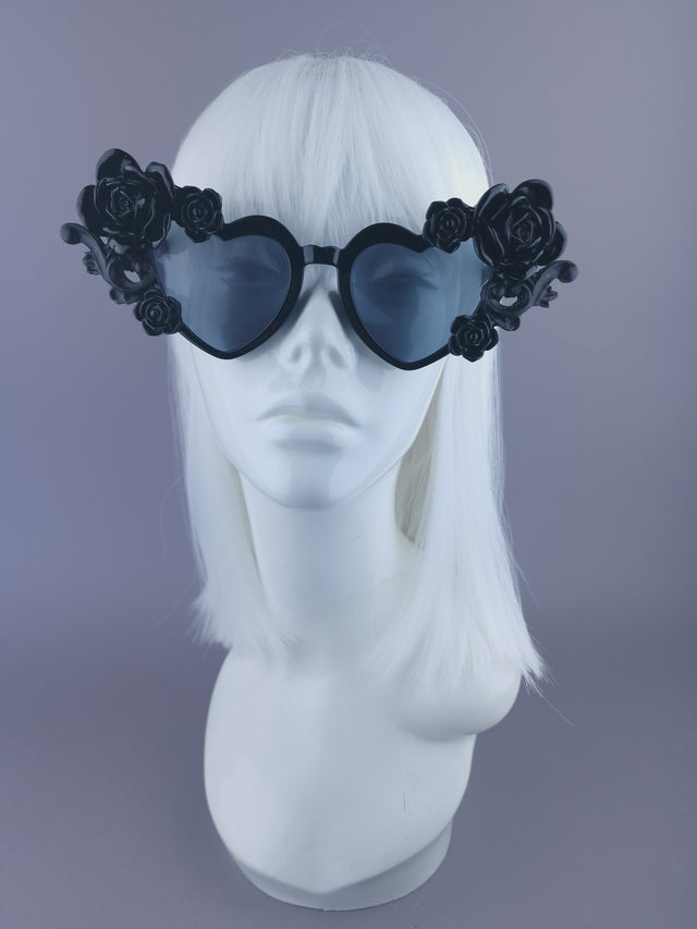 SPECIAL OFFER Black Roses Heart Shaped Sunglasses