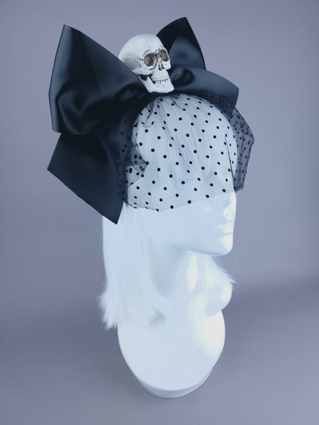 "Dead Cute" Skull & Bow Veil Headdress