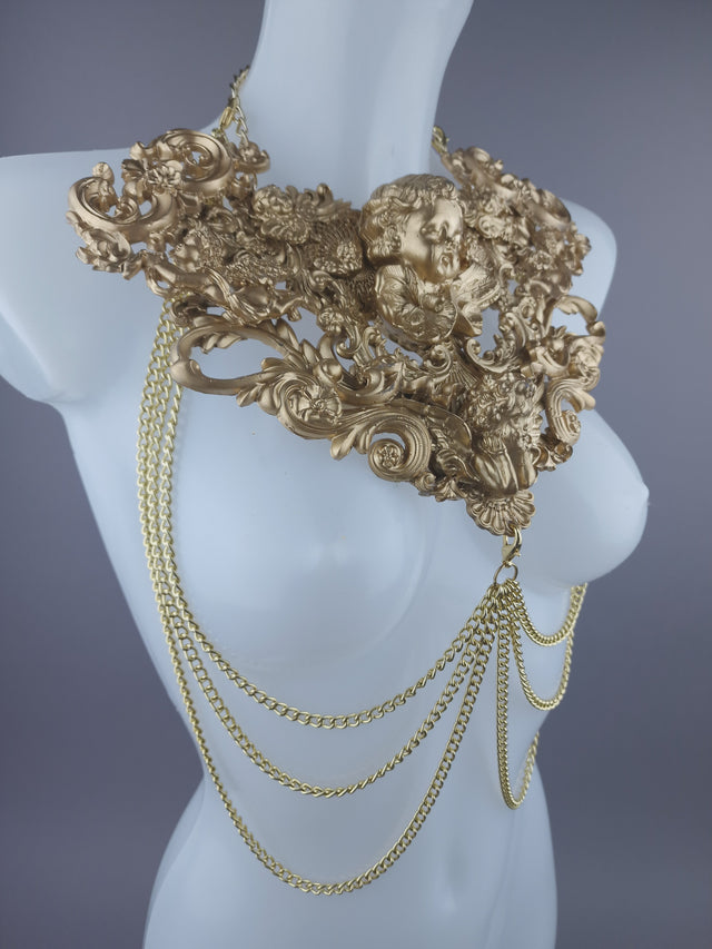 "Celestina" Gold Cherub & Filigree Harness Body Jewellery.