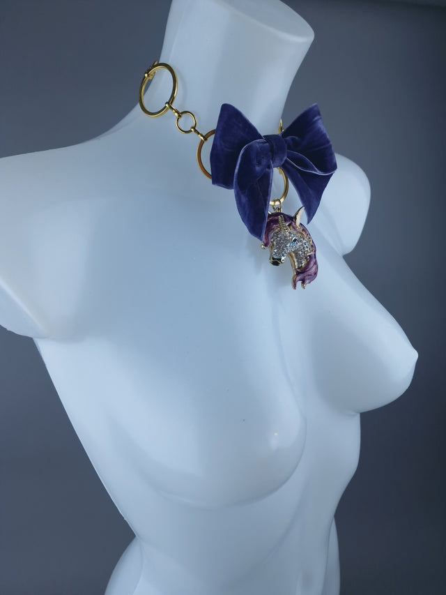 Gold Ring, Purple Bow & Unicorn Necklace Jewellery