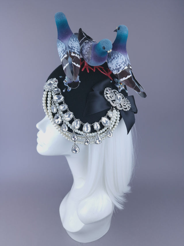 Pearls & Swine: Quirky Chic Pigeon Poop Fascinator Hat "Merde"