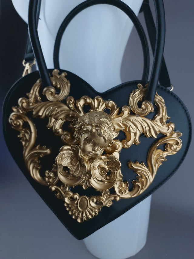 "Raphael" Gold Filigree Heart Shaped Handbag