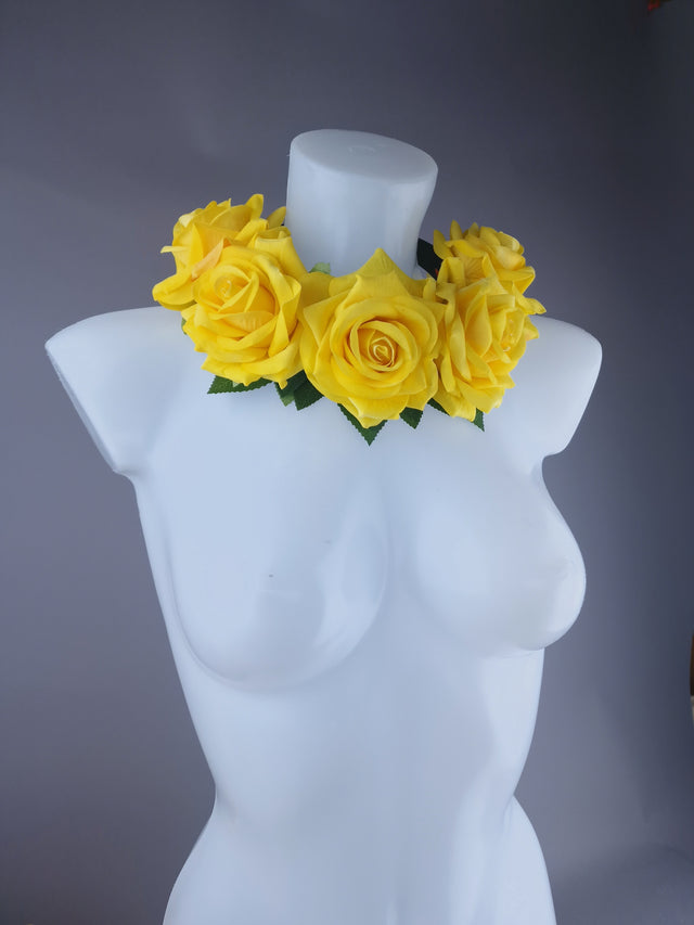 "Eva" Yellow Rose Flower Headdress & Neckpiece