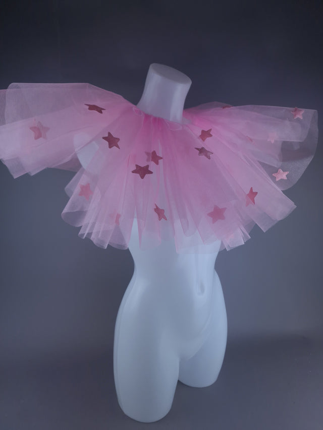 "Bobo" Pink Star Neck Ruffle, Clown Collar