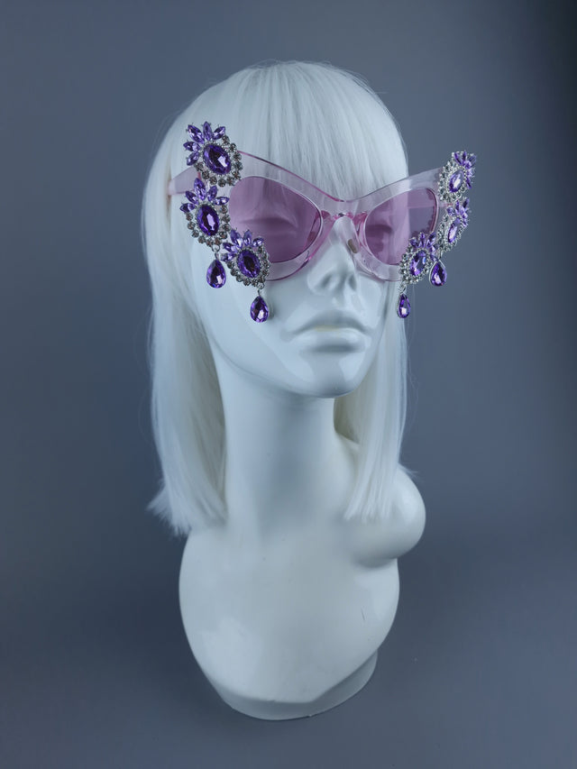 "Zahra" Purple Jewel Cateye Sunglasses