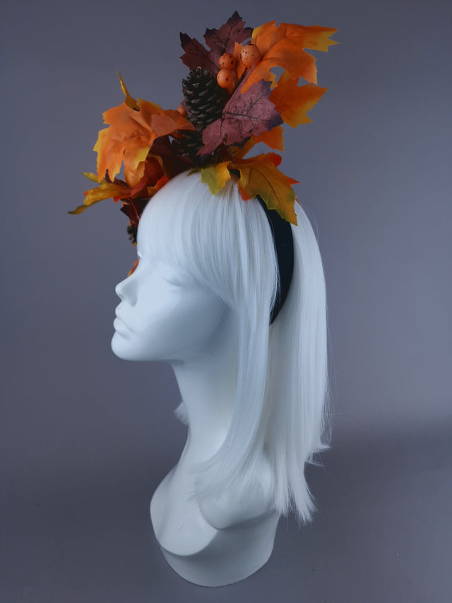 "Fall" Autumn Leaf & Pumpkin Headdress