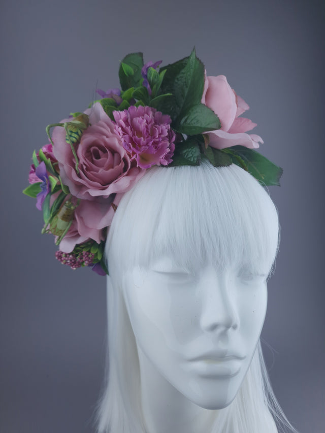 Pink Flower & Grasshoppers Headpiece