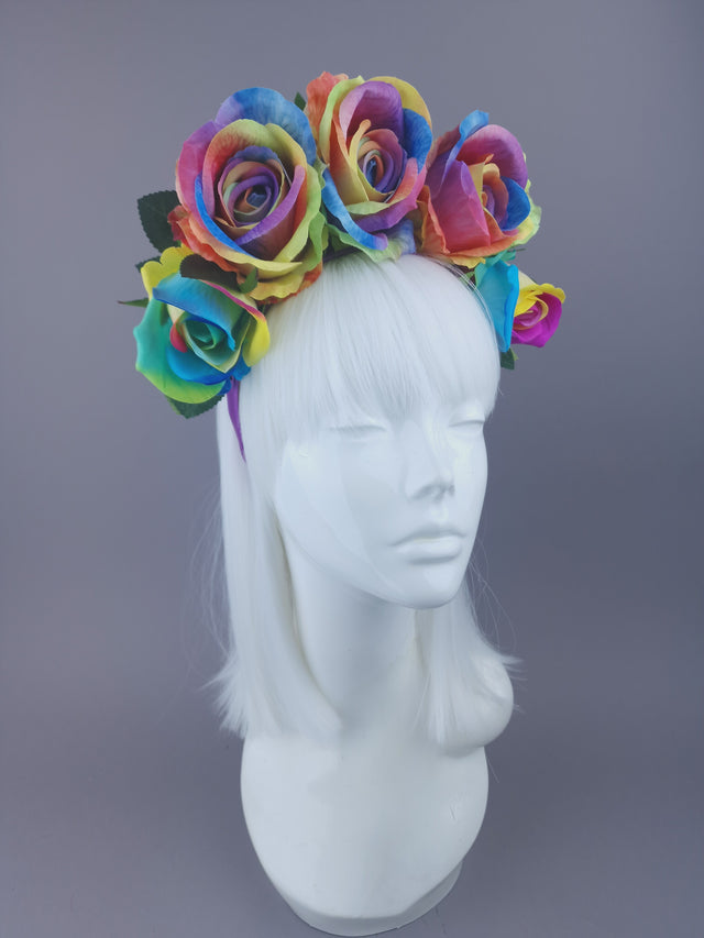 Pearls & Swine: Pride Rainbow Rose Flower Headdress & Neckpiece