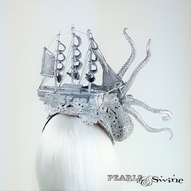 Silver Ship & Kraken Octopus Hat "The Awakening"