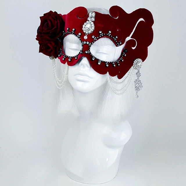 P&S10SALE: Red velvet rose mask