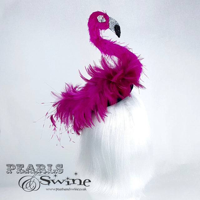 "Pinkie the Flamingo" Flamingo Feather Crystal Hat