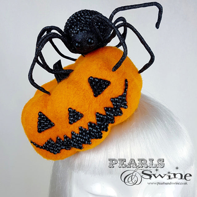 "The Witching Hour" Pumpkin and Spider Hat