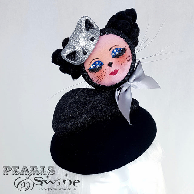 "Bastet" Doll Face Black Kitty Hat
