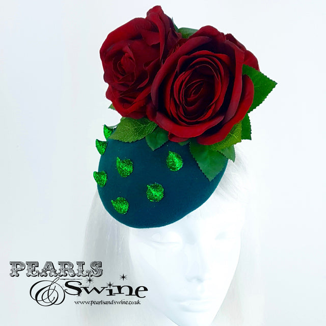 "Thorn Among the Roses" Red Rose Glitter Thorn Hat