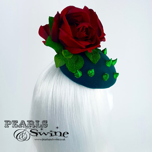 "Thorn Among the Roses" Red Rose Glitter Thorn Hat