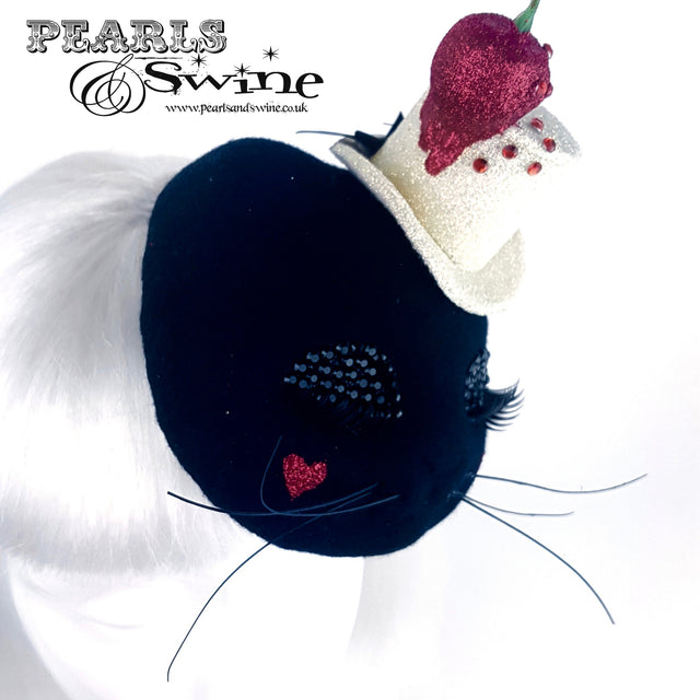 "Meow" Black Cat Cherry Hat