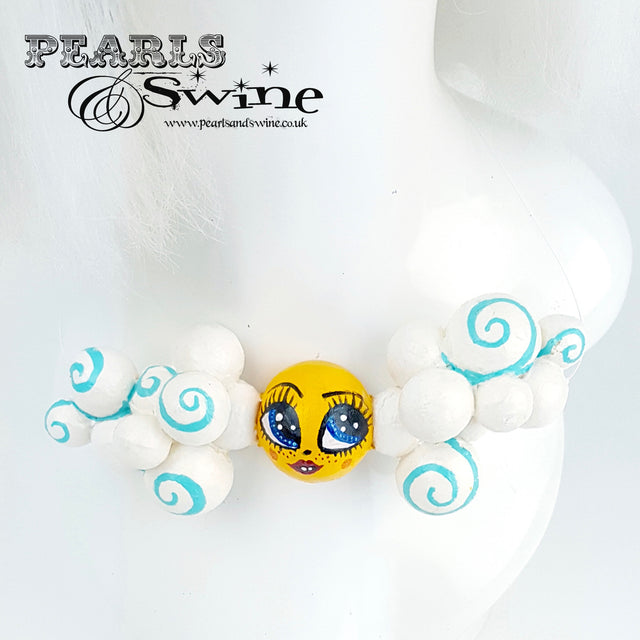 "Sunny Day" Clouds & Sunshine DollFace Necklace