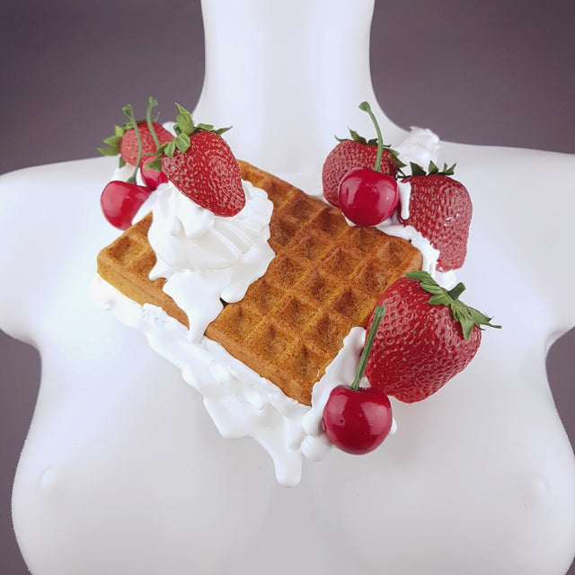 "Strawberry Waffle" Cherries & Cream Neckpiece